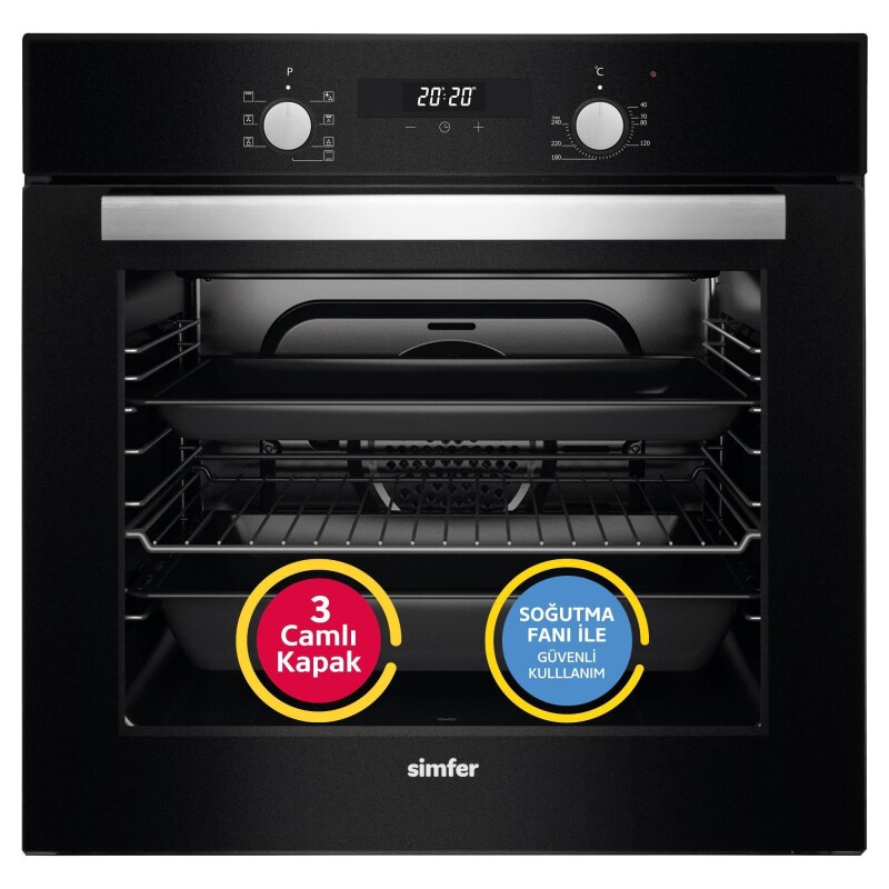 Simfer 8 Fonksiyon Power Turbo Siyah 2'li Ankastre Set (7327 Fırın + 3500 Ocak) - 2