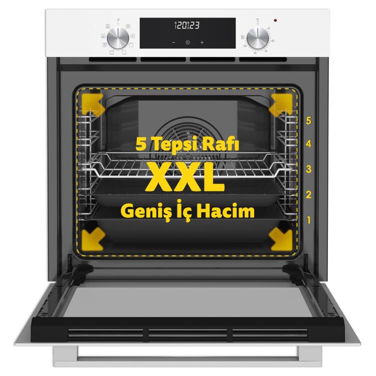 Simfer 8209 9 Fonksiyon QS Beyaz Cam Ankastre Fırın Power Turbo Dijital - 2