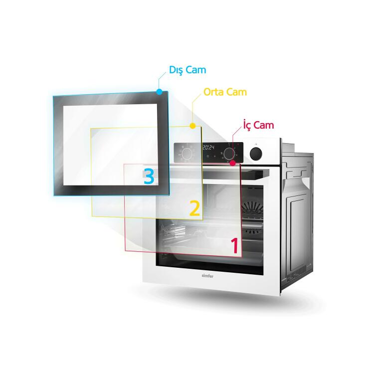 Simfer 8220 9 Fonksiyon QS Siyah Cam Ankastre Fırın Power Turbo Pop-up - 4