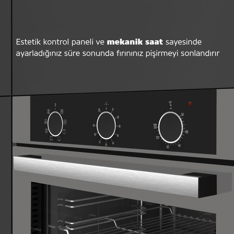 Simfer 8222 9 Fonksiyon QS Gri Cam Ankastre Fırın Power Turbo Pop-up - 3