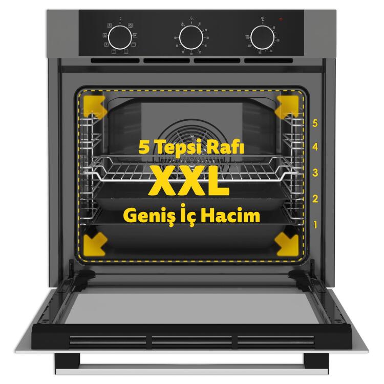 Simfer 8222 9 Fonksiyon QS Gri Cam Ankastre Fırın Power Turbo Pop-up - 4