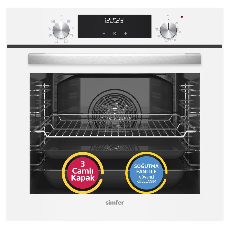 Simfer 9 Fonksiyon QS Beyaz Dijital Power Turbo Elektrikli 2'li Ankastre Set (Fırın + Elektrikli Ocak) - 2