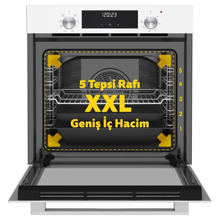 Simfer 9 Fonksiyon QS Beyaz Dijital Power Turbo Elektrikli 2'li Ankastre Set (Fırın + Elektrikli Ocak) - 4