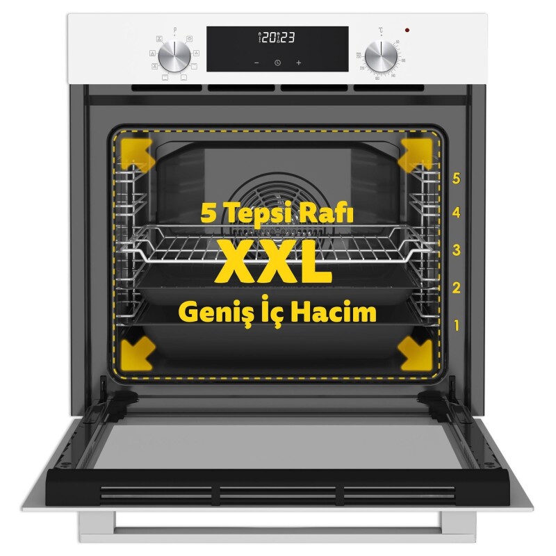 Simfer 9 Fonksiyon QS Beyaz Dijital Power Turbo Elektrikli 2'li Ankastre Set (Fırın + Elektrikli Ocak) - 4