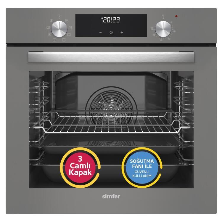 Simfer 9 Fonksiyon QS Dijital Gri 3'lü Ankastre Set (8223 Fırın + 3538 Ocak + 8736 Davlumbaz) - 2