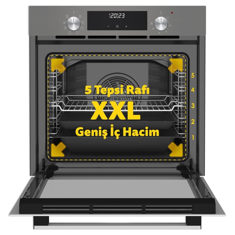 Simfer 9 Fonksiyon QS Gri Dijital Power Turbo Elektrikli 2'li Ankastre Set (Fırın + Elektirikli Ocak) - 4