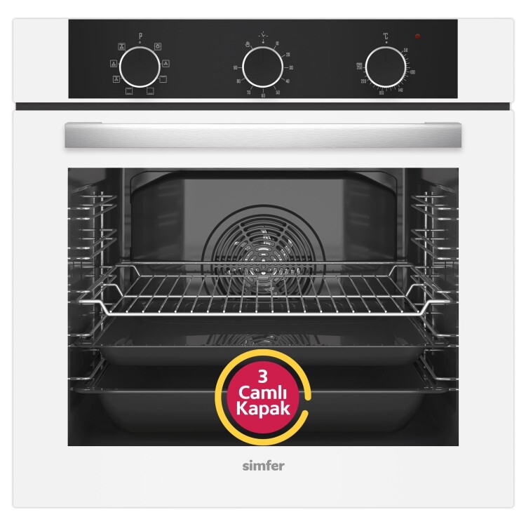 Simfer 9 Fonksiyon QS Mekanik Beyaz Büyük Pop-Up 2'li Ankastre Set (8221 Fırın + 3507 Ocak) - 2