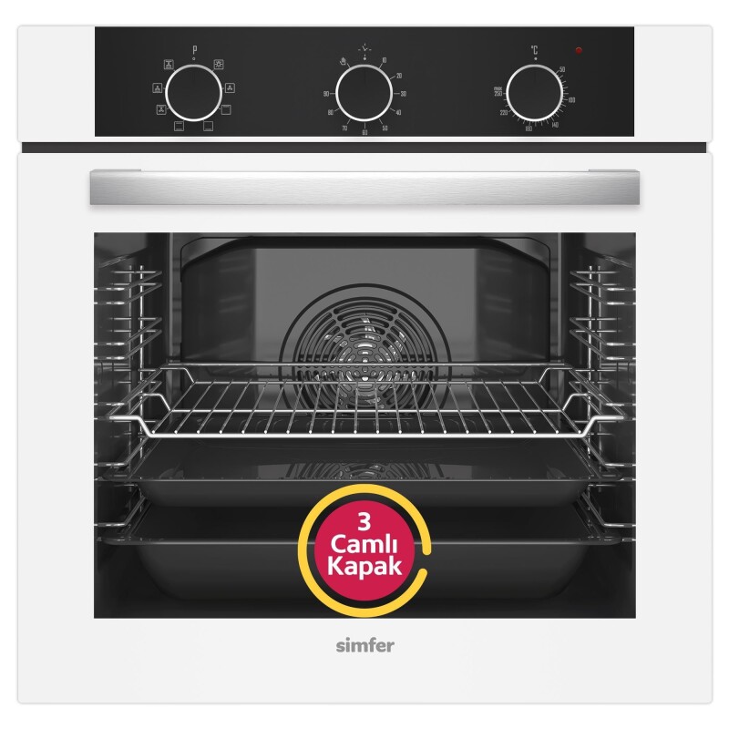 Simfer 9 Fonksiyon QS Mekanik Beyaz Büyük Pop-Up 2'li Ankastre Set (8221 Fırın + 3507 Ocak) - 2