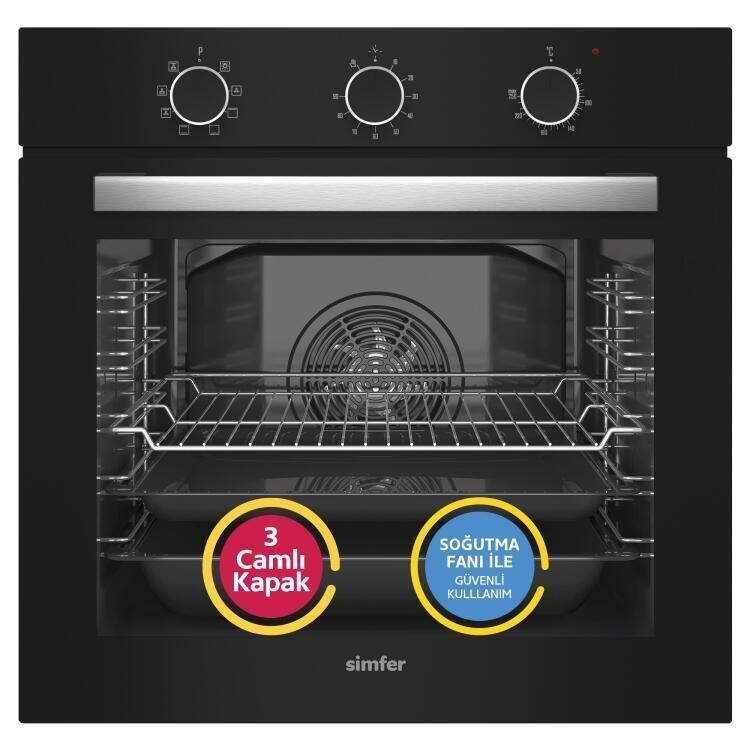 Simfer 9 Fonksiyon QS Mekanik Siyah Büyük Pop-Up 2'li Ankastre Set (8220 Fırın + 3500 Ocak) - 2