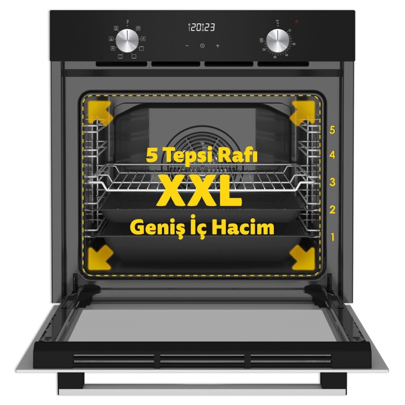 Simfer 9 Fonksiyon QS Siyah Dijital Power Turbo Elektrikli 2'li Ankastre Set (Fırın + Elektrikli Ocak) - 4