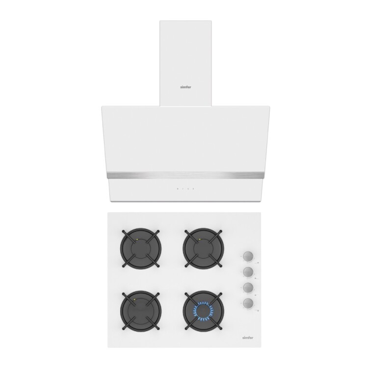 Simfer Beyaz 2'li Cam Ankastre Set (3507 Ocak + 8739 Davlumbaz) - Simfer