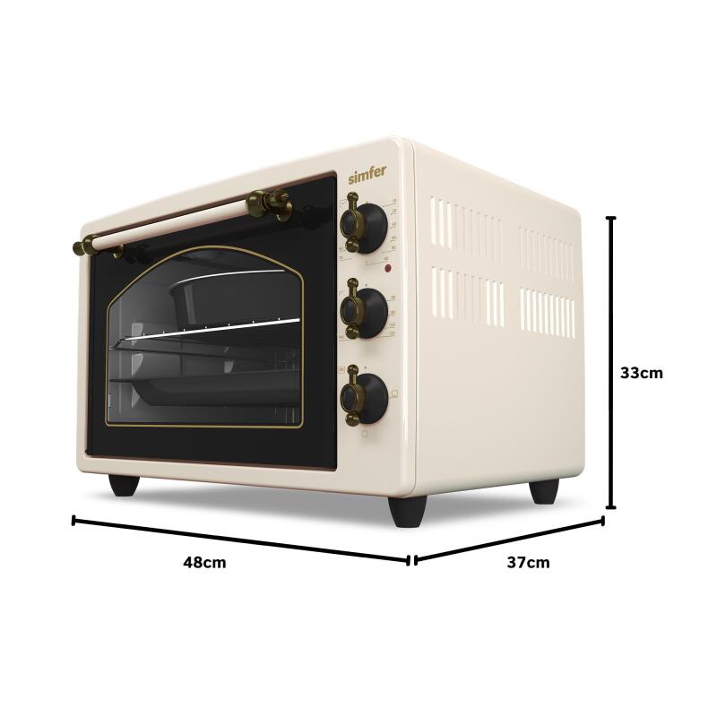 Simfer 3495 Retro Bej 34 LT Statik Mini / Midi Fırın - 4 Fonksiyon, Programlanabilir Pişirme & Isı Kontrol - 5