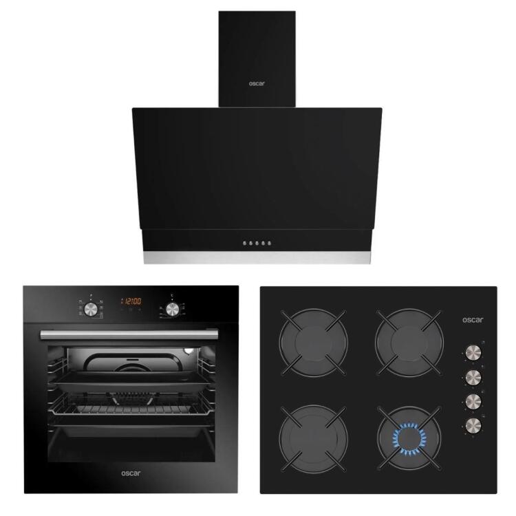 Simfer Oscar 6 Fonksiyon Siyah Dijital 3'lü Ankastre Set (8048 Fırın + 3601 Ocak + 5658 Davlumbaz) - Simfer