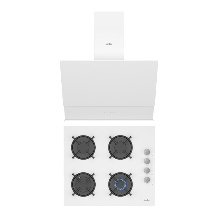 Simfer QS Beyaz 2'li Cam Ankastre Set (3507 Ocak + 8704 Davlumbaz) - Simfer