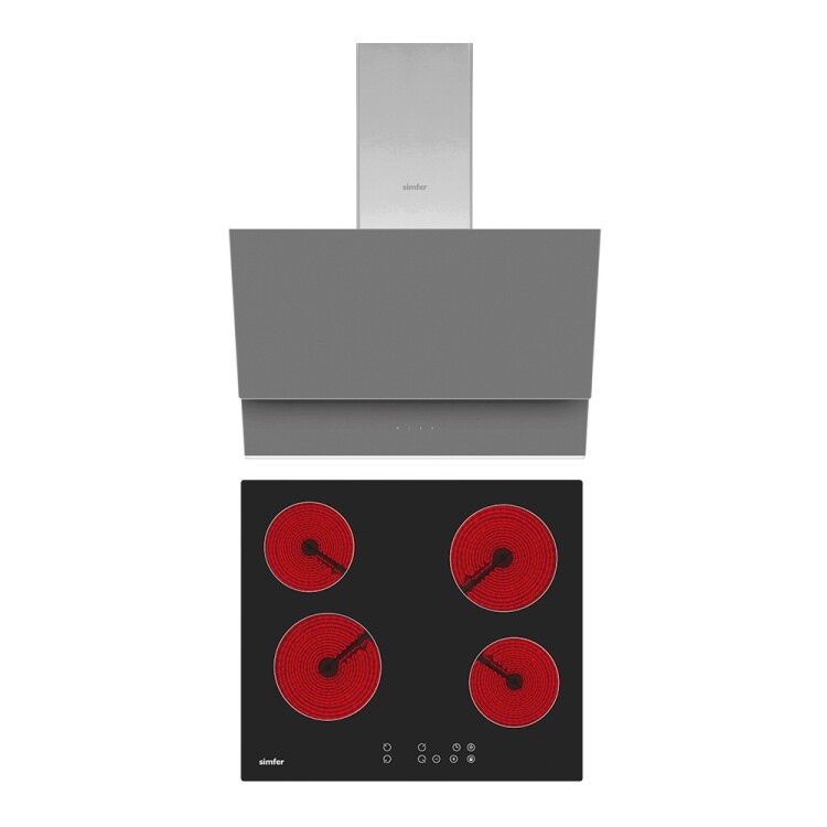Simfer QS Gri Elektrikli 2'li Ankastre Set (Elektirikli Ocak + Davlumbaz) - Simfer