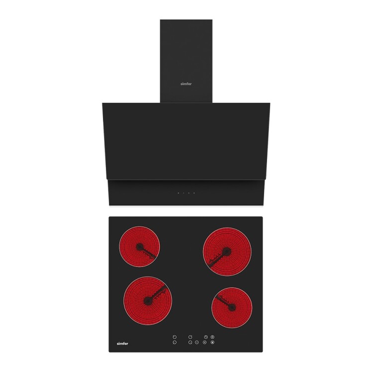 Simfer QS Siyah Elektrikli 2'li Ankastre Set (Elektrikli Ocak + Davlumbaz) - Simfer