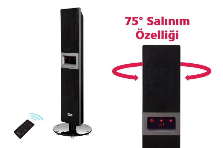 Simfer Single X Karbon Serisi IP65 Suya-Toza Dayanıklı Siyah Uzaktan Kumandalı İç/Dış Mekan Isıtıcı - 2