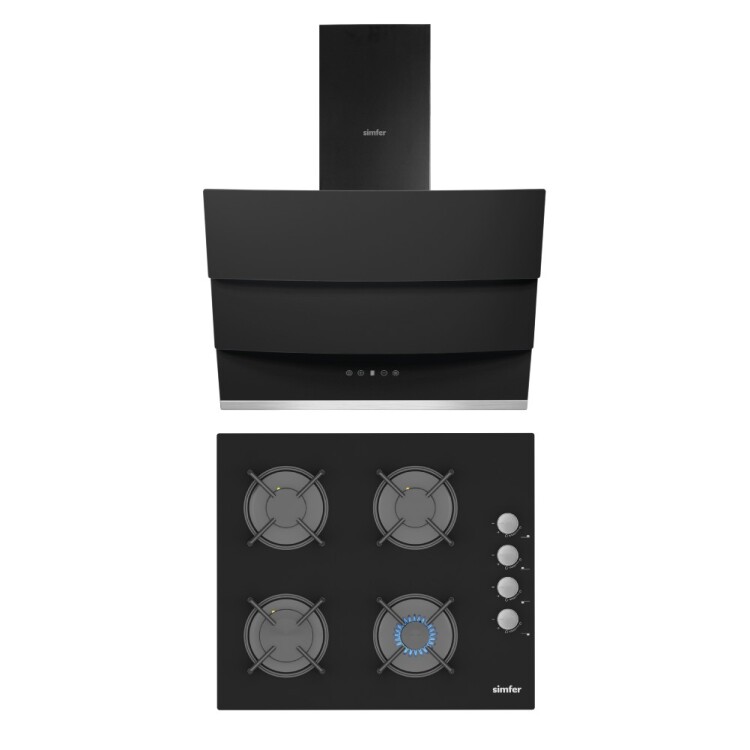 Simfer Siyah Cam Ankastre Set (3500 Ocak + 8678 Davlumbaz) - Simfer