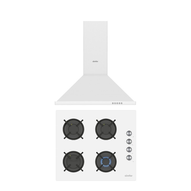 Simfer Trend Beyaz Cam 2'li Ankastre Set (Ocak + Davlumbaz) - 1