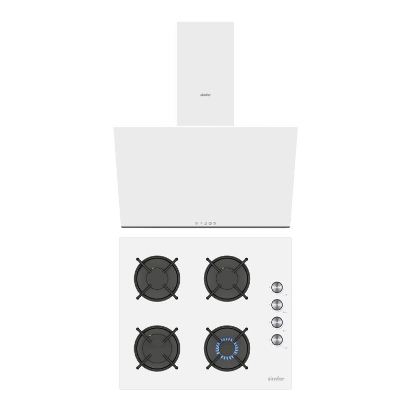 Simfer Trend Beyaz Cam 2'li Ankastre Set (Ocak - Davlumbaz) - 1