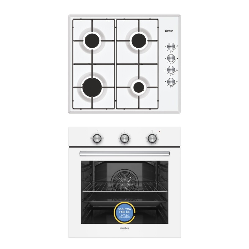 Simfer Trend Dijital Beyaz Turbo Özellikli Emaye Ocaklı 2'li Ankastre Set (Fırın+Ocak) - 1