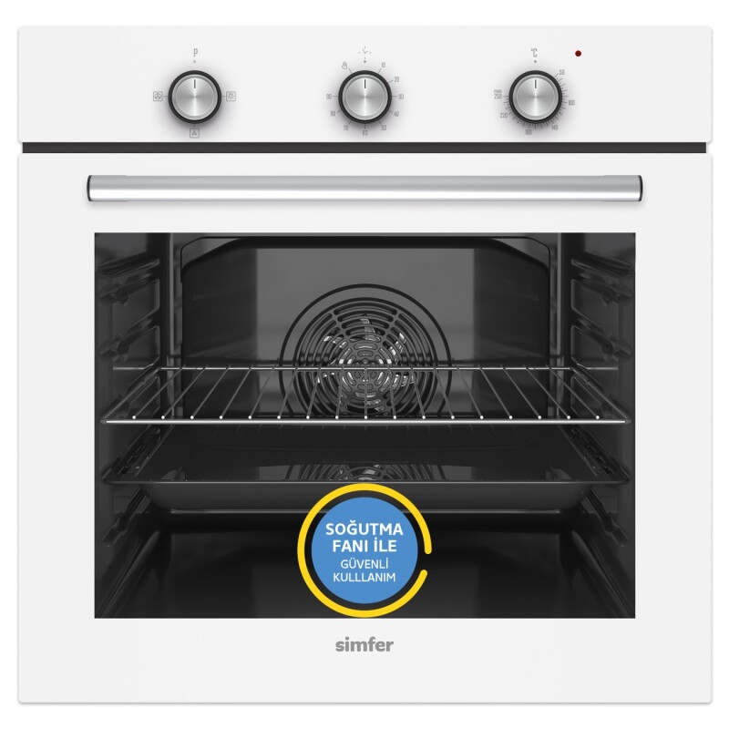 Simfer Trend Dijital Beyaz Turbo Özellikli Emaye Ocaklı 3'lü Ankastre Set (Fırın+Ocak+Davlumbaz) - 2