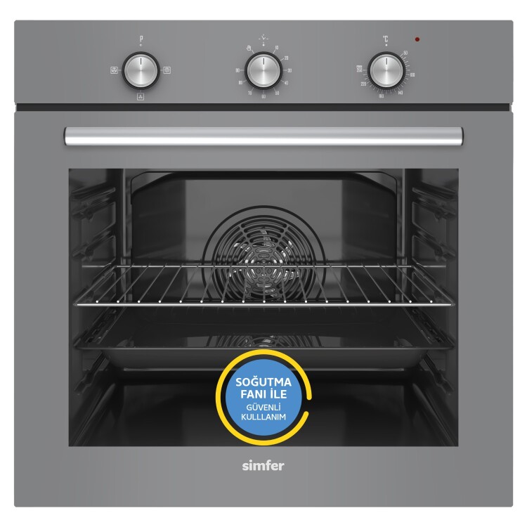 Simfer Trend Mekanik Gri Turbo Özellikli Cam 2'li Ankastre Set (Fırın+Ocak) - 2