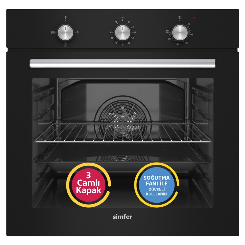 Simfer Trend Mekanik Siyah Turbo Özellikli Emaye Ocaklı 2'li Ankastre Set (Fırın+Ocak) - 2