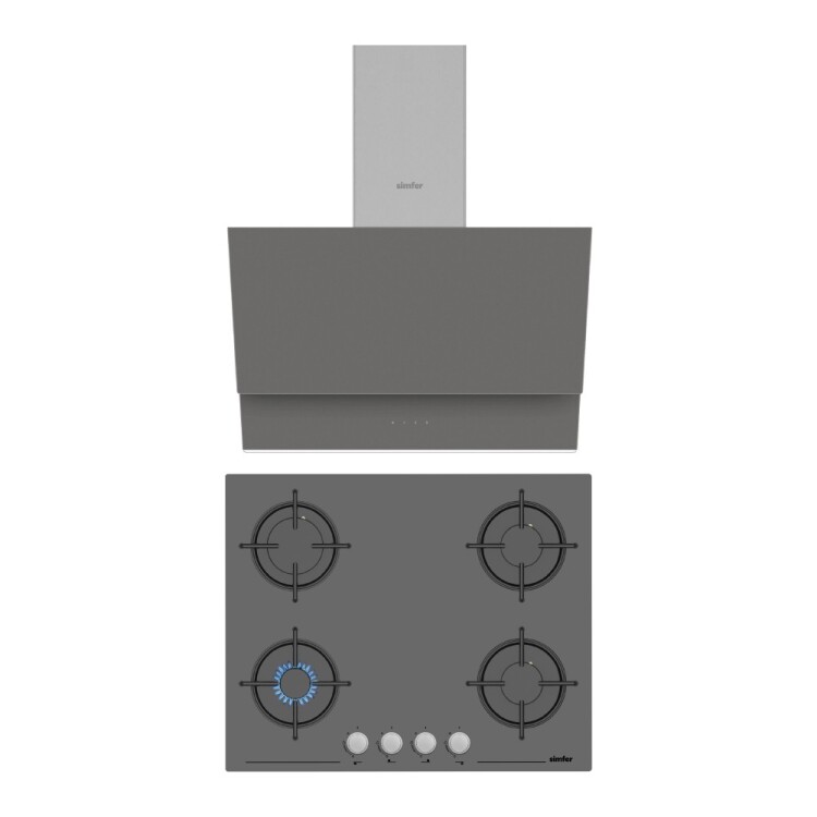 Simfer Trend Silver 2'li Cam Ankastre Set (Ocak + Davlumbaz) - Simfer