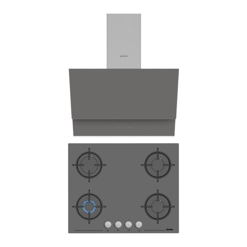 Simfer Trend Silver 2'li Cam Ankastre Set (Ocak + Davlumbaz) - 1