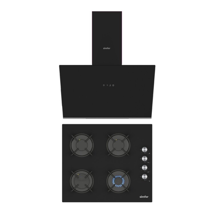 Simfer Trend Siyah 2'li Cam Ankastre Set ( Ocak + Davlumbaz) - Simfer