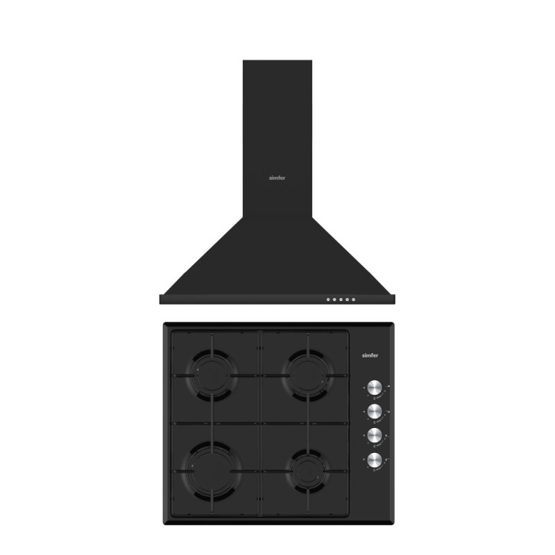 Simfer Trend Siyah 2'li Metal Ankastre Set (Ocak + Davlumbaz) - 1